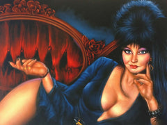 Elvira: Mistress of the Dark,  Original Oil Painting on Black Velvet by Enrique Felix , "Felix" - #F170