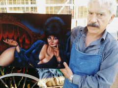 Elvira: Mistress of the Dark,  Original Oil Painting on Black Velvet by Enrique Felix , "Felix" - #F170