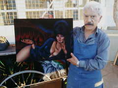Elvira: Mistress of the Dark,  Original Oil Painting on Black Velvet by Enrique Felix , "Felix" - #F170