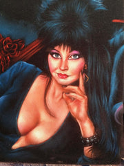 Elvira: Mistress of the Dark,  Original Oil Painting on Black Velvet by Enrique Felix , "Felix" - #F170