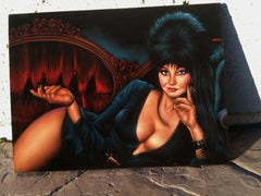 Elvira: Mistress of the Dark,  Original Oil Painting on Black Velvet by Enrique Felix , "Felix" - #F170