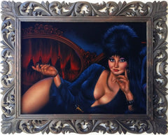 Elvira: Mistress of the Dark,  Original Oil Painting on Black Velvet by Enrique Felix , "Felix" - #F170