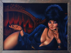 Elvira: Mistress of the Dark,  Original Oil Painting on Black Velvet by Enrique Felix , "Felix" - #F170