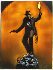 Indiana Jones,   Original Oil Painting on Black Velvet by Enrique Felix , "Felix" - #F171