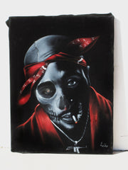 Tupac Amaru Shakur portrait, 2Pac,  Original Oil Painting on Black Velvet by Enrique Felix , "Felix" - #F180
