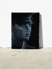 Elvis Presley, in Army,  Original Oil Painting on Black Velvet by Enrique Felix , "Felix" - #F182