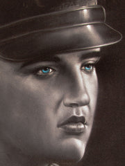 Elvis Presley, in Army,  Original Oil Painting on Black Velvet by Enrique Felix , "Felix" - #F182