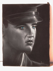 Elvis Presley, in Army,  Original Oil Painting on Black Velvet by Enrique Felix , "Felix" - #F182