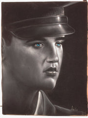 Elvis Presley, in Army,  Original Oil Painting on Black Velvet by Enrique Felix , "Felix" - #F182