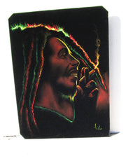 Bob Marley Smoking,  Original Oil Painting on Black Velvet by Enrique Felix , "Felix" - #F183