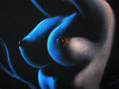 Nude, Sexy Chiaroscuro Nude in the Night Desert,  Original Oil Painting on Black Velvet by Enrique Felix , "Felix" - #F184
