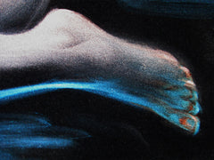Nude, Sexy Chiaroscuro Nude in the Night Desert,  Original Oil Painting on Black Velvet by Enrique Felix , "Felix" - #F184