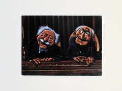 Statler and Waldorf, Muppet Show,  Original Oil Painting on Black Velvet by Enrique Felix , "Felix" - #F194