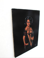 Nude, Sexy Playboy Nude   Original Oil Painting on Black Velvet by Enrique Felix , "Felix" - #F195