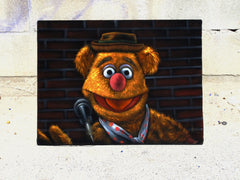 Fozzie Bear of the Muppet Show,  Original Oil Painting on Black Velvet by Enrique Felix , "Felix" - #F196