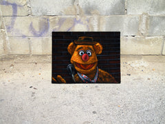 Fozzie Bear of the Muppet Show,  Original Oil Painting on Black Velvet by Enrique Felix , "Felix" - #F196