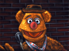 Fozzie Bear of the Muppet Show,  Original Oil Painting on Black Velvet by Enrique Felix , "Felix" - #F196