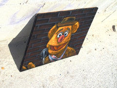 Fozzie Bear of the Muppet Show,  Original Oil Painting on Black Velvet by Enrique Felix , "Felix" - #F196