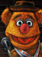 Fozzie Bear of the Muppet Show,  Original Oil Painting on Black Velvet by Enrique Felix , "Felix" - #F196