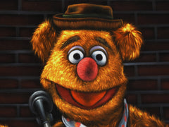 Fozzie Bear of the Muppet Show,  Original Oil Painting on Black Velvet by Enrique Felix , "Felix" - #F196