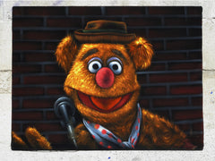 Fozzie Bear of the Muppet Show,  Original Oil Painting on Black Velvet by Enrique Felix , "Felix" - #F196