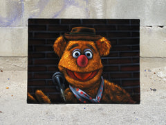 Fozzie Bear of the Muppet Show,  Original Oil Painting on Black Velvet by Enrique Felix , "Felix" - #F196