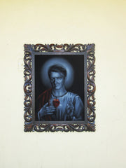 Bill Clinton Sacred Heart , President, Political Catholic Christian art,  Original Oil Painting on Black Velvet by Enrique Felix , "Felix" - #F52