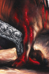 Bullfight , Matador  Julio Aparicio gored,   Original Oil Painting on Black Velvet by Enrique Felix , "Felix" - #F93