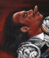 Bullfight , Matador  Julio Aparicio gored,   Original Oil Painting on Black Velvet by Enrique Felix , "Felix" - #F93