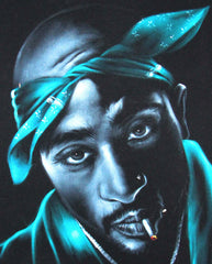Tupac Amaru Shakur portrait, 2Pac,  Original Oil Painting on Black Velvet by Enrique Felix , "Felix" - #F95