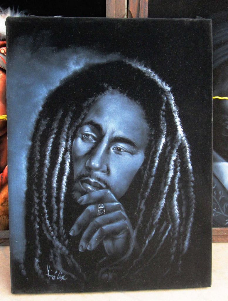 Bob Marley Legend album cover painting,  Original Oil Painting on Black Velvet by Enrique Felix , "Felix" - #F98