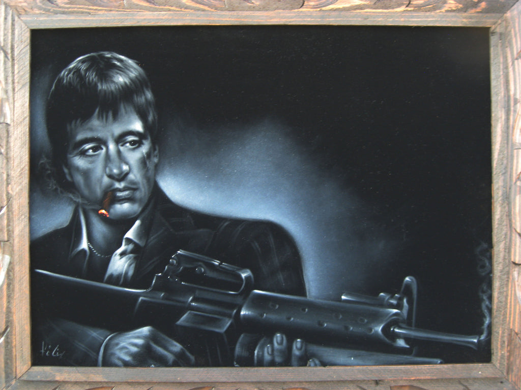 Tony Montana ,  Original Oil Painting on Black Velvet by Enrique Felix , "Felix" - #F63