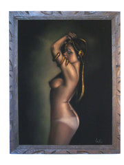Nude, Sexy Egyptian Playboy Nude in color,  Original Oil Painting on Black Velvet by Enrique Felix , "Felix" - #F26