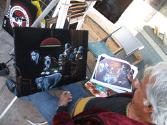 Dogs playing poker,   Original Oil Painting on Black Velvet by Enrique Felix , "Felix" - #F174