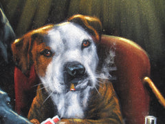 Dogs playing poker,   Original Oil Painting on Black Velvet by Enrique Felix , "Felix" - #F174