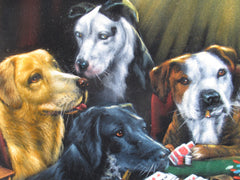 Dogs playing poker,   Original Oil Painting on Black Velvet by Enrique Felix , "Felix" - #F174