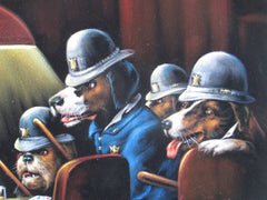 Dogs playing poker,   Original Oil Painting on Black Velvet by Enrique Felix , "Felix" - #F174