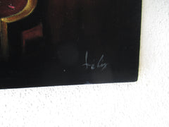 Dogs playing poker,   Original Oil Painting on Black Velvet by Enrique Felix , "Felix" - #F174