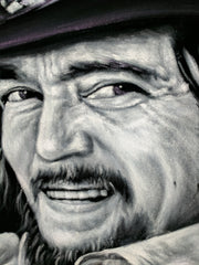 Waylon Jennings portrait; Original Oil painting on Black Velvet by Jorge Terrones - #J424