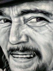 Waylon Jennings portrait; Original Oil painting on Black Velvet by Jorge Terrones - #J424