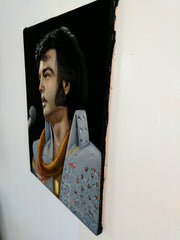 Elvis Presley Portrait , Original Oil Painting on Black Velvet by Alfredo Rodriguez "ARGO" - #A320