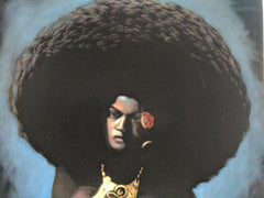 Afro Black Sexy Nude 70's large vintage Original Oil Paint Velvet )(24"x36) JG109h