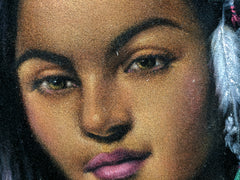 Indian Girl Portrait  Original Oil Painting on Black Velvet by Enrique Felix , "Felix" - #F231