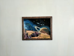 Planetary Space Meteor Original Oil Painting Black Velvet p2 SA181