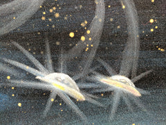Planetary Space Meteor Original Oil Painting Black Velvet p2 SA181