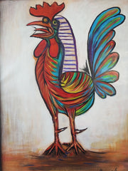 Rooster by Palomares after Picasso / cock, abstract, chicken Oil on Canvas 24"x 18" by Palomares PM59