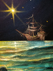 Little Mermaid, Ariel; Original Oil painting on Black Velvet by Santos Llamas- #SA228