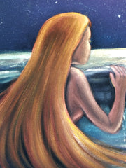 Copy of Little Mermaid, Ariel; Original Oil painting on Black Velvet by Santos Llamas- #SA233