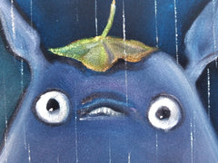 My Neighbor Totoro , Japanese animation fantasy: Original oil painting on black velvet by Santos Llamas size (24"x18") #sa238