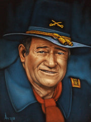 Copy of John Wayne Portrait,  Original Oil Painting on Black Velvet by Alfredo Rodriguez "ARGO" - a480